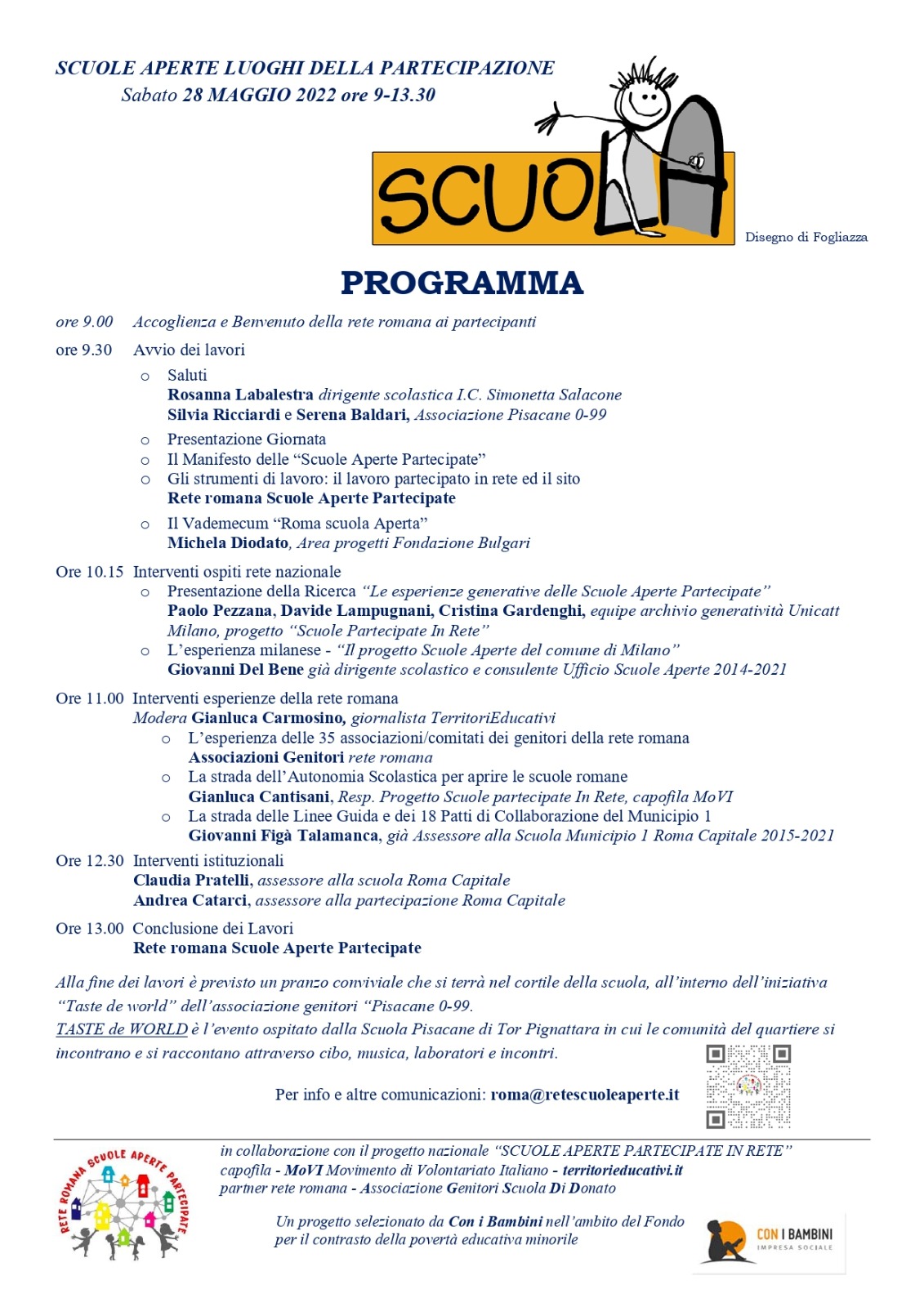 INVITO sabato 28-05-22 Scuole Aperte Luoghi della Partecipazione - Programma